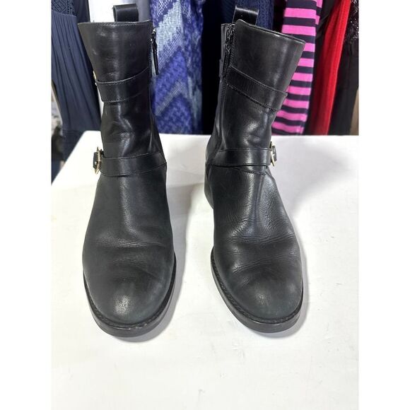 COLE HAAN Women's Leela Grand Moto Leather Booties Black Size 9B - Picture 2 of 16